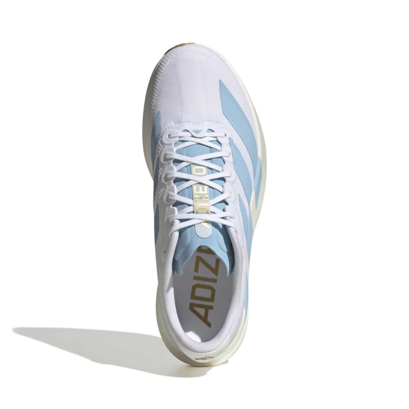 adidas Adizero Evo SL Woven Hardloopschoenen Wit Lichtblauw Goud