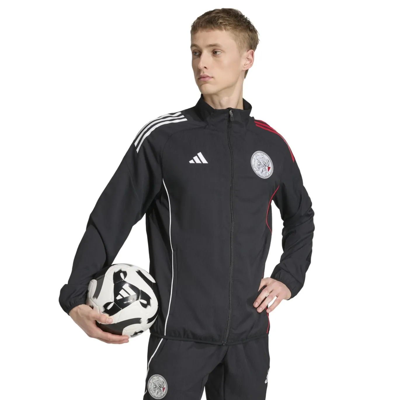 adidas Ajax Presentatie Trainingspak Full-Zip 2025-2026 Zwart Wit Rood