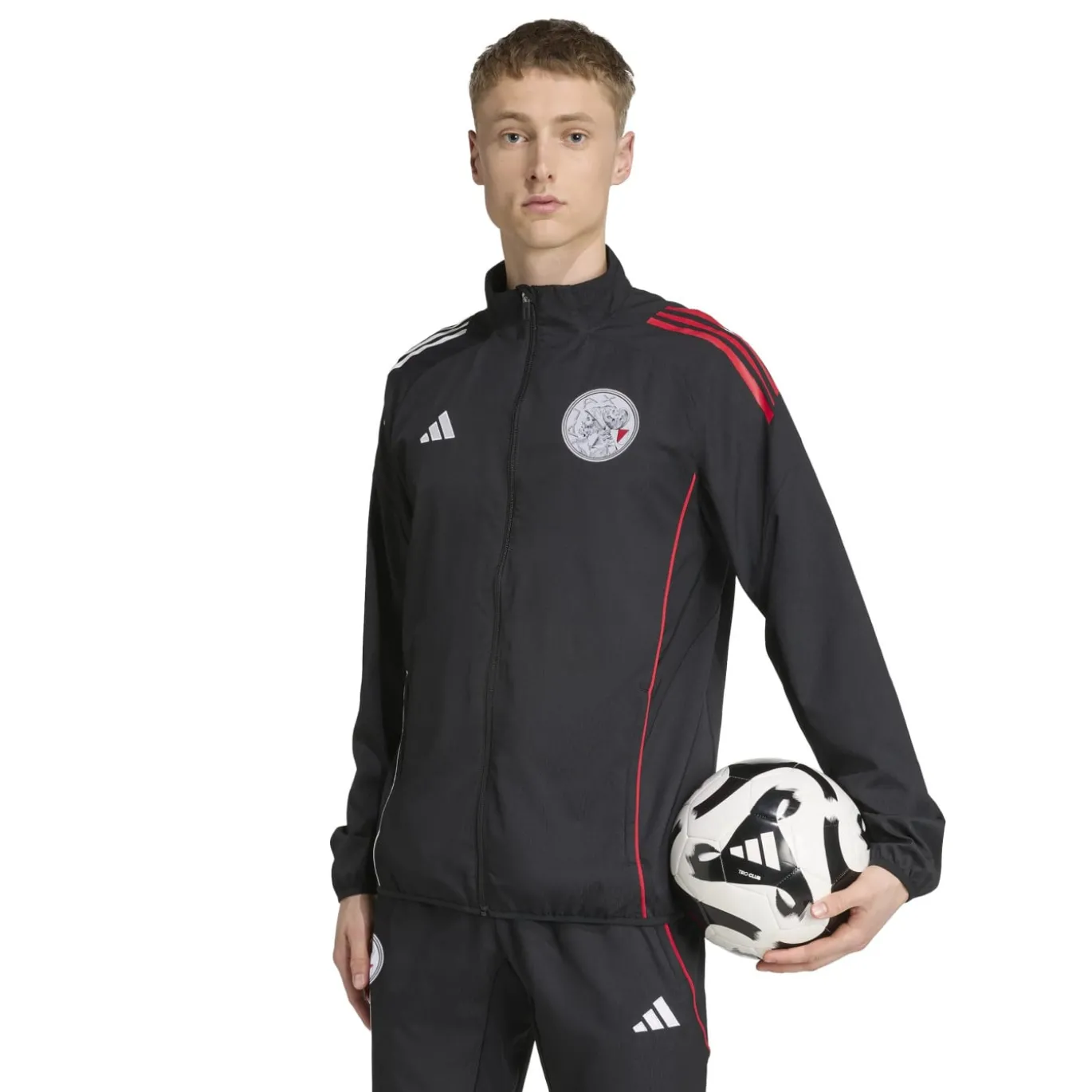 adidas Ajax Presentatie Trainingsjack 2025-2026 Zwart Wit Rood