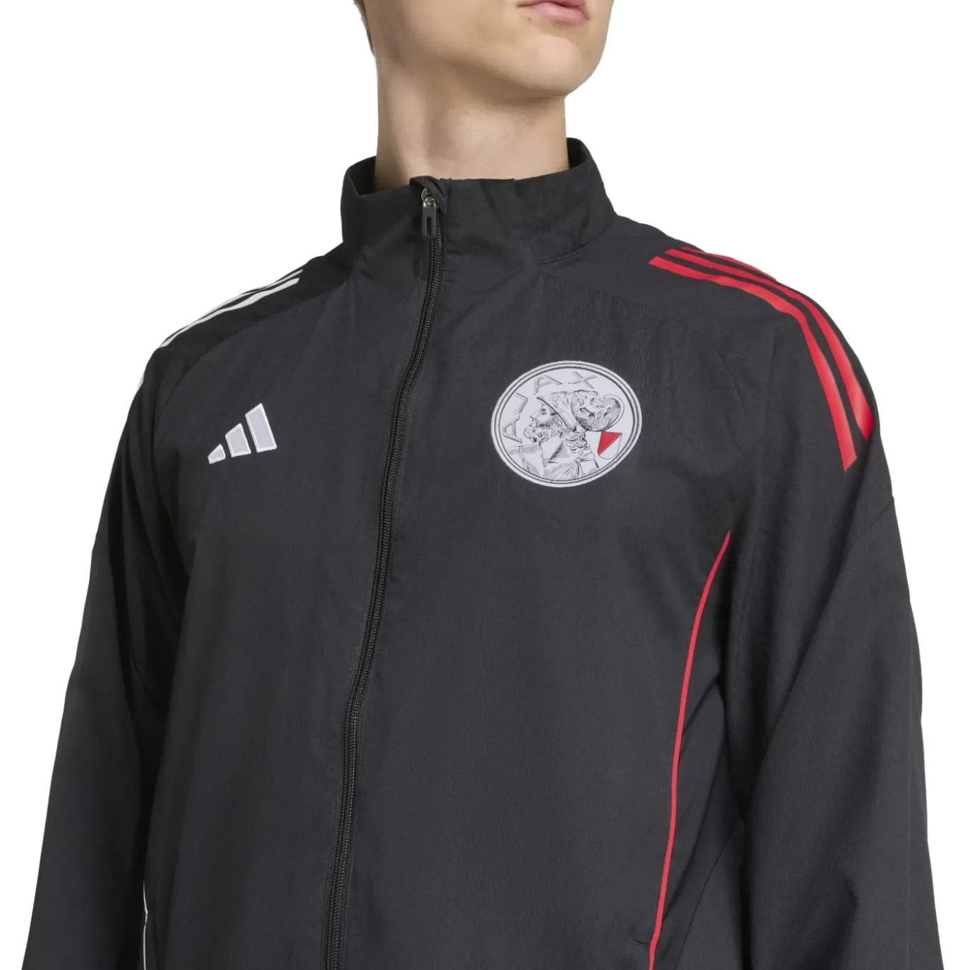 adidas Ajax Presentatie Trainingsjack 2025-2026 Zwart Wit Rood