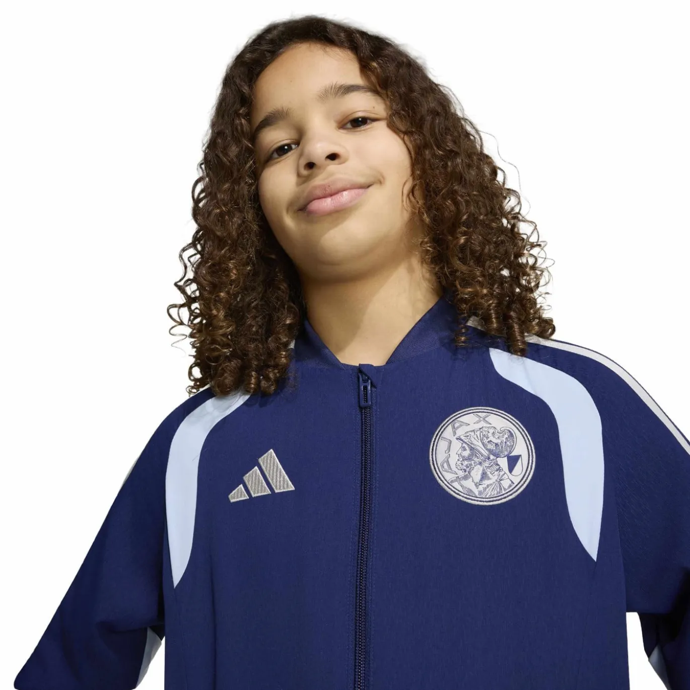 adidas Ajax Presentatie Trainingsjack 2026-2027 Kids Donkerblauw Lichtblauw