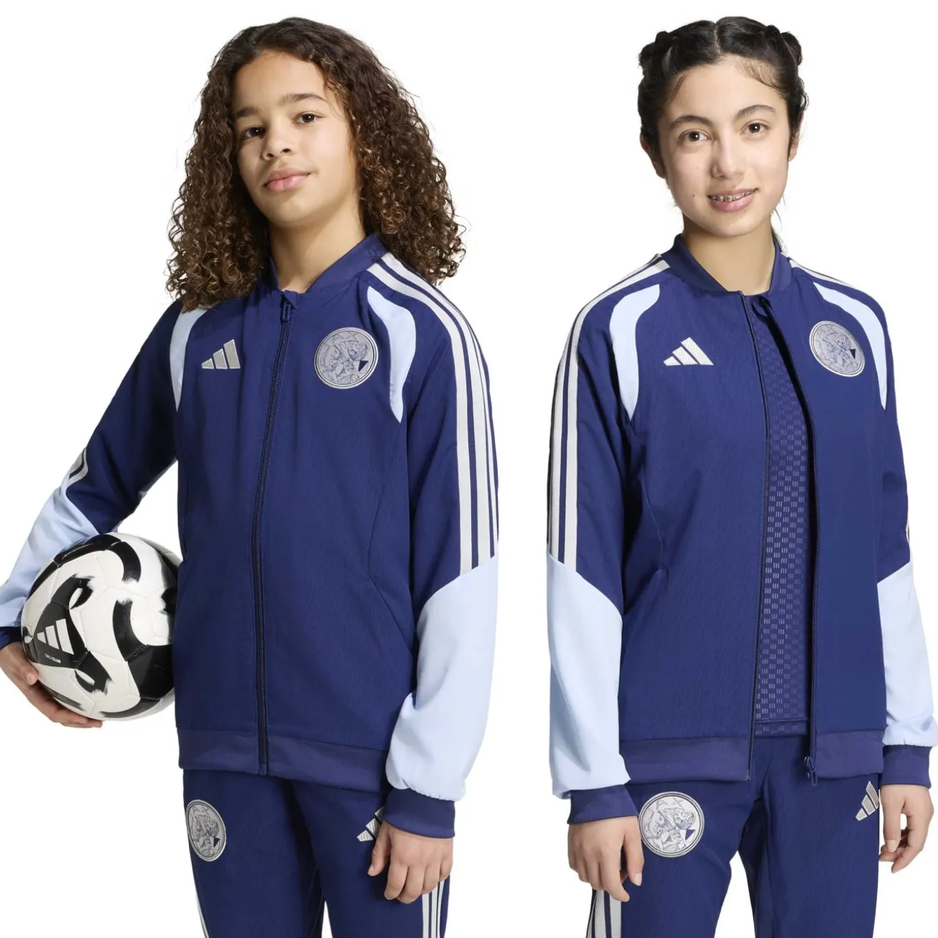 adidas Ajax Presentatie Trainingsjack 2026-2027 Kids Donkerblauw Lichtblauw