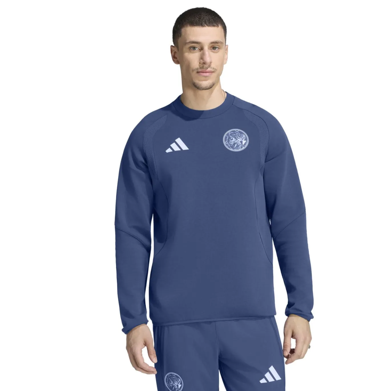 adidas Ajax Tiro Travel Crew Trainingspak 2026-2027 Donkerblauw Lichtblauw