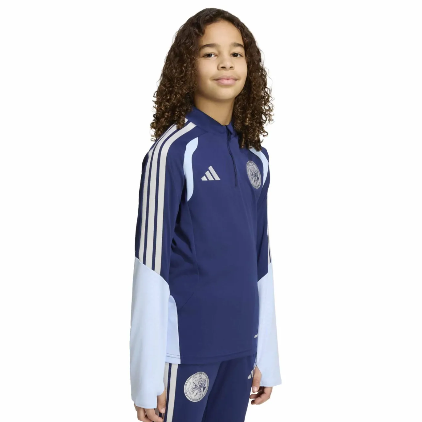 adidas Ajax Trainingspak 1/4-Zip 2026-2027 Kids Donkerblauw Lichtblauw
