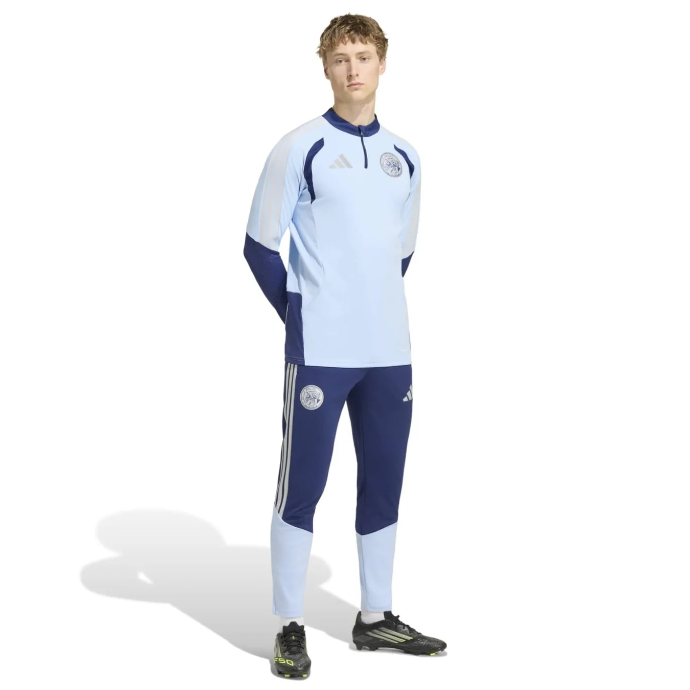 adidas Ajax Trainingstrui 1/4-Zip 2026-2027 Lichtblauw Donkerblauw