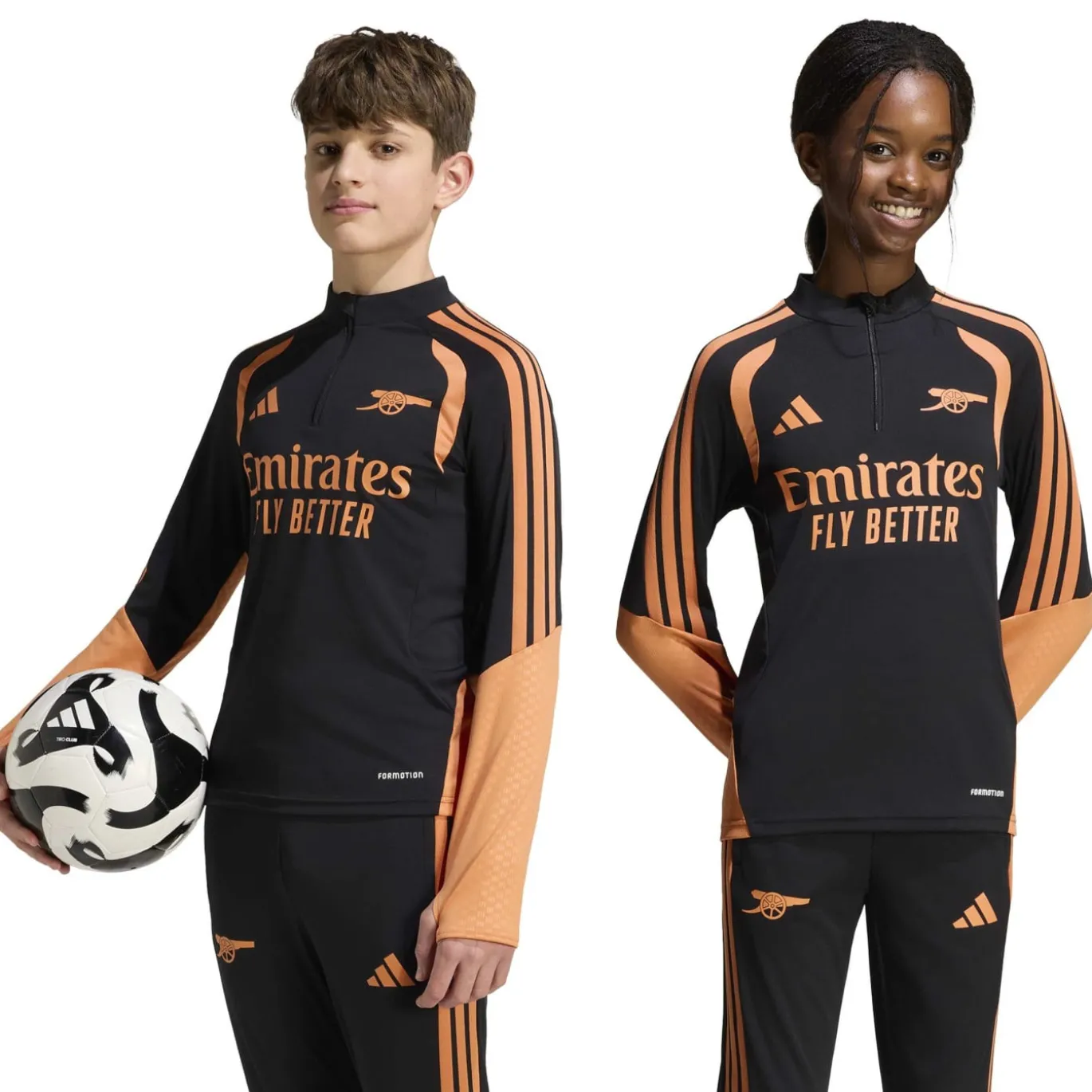 adidas Arsenal Trainingstrui 1/4-Zip 2026-2027 Kids Zwart Oranje