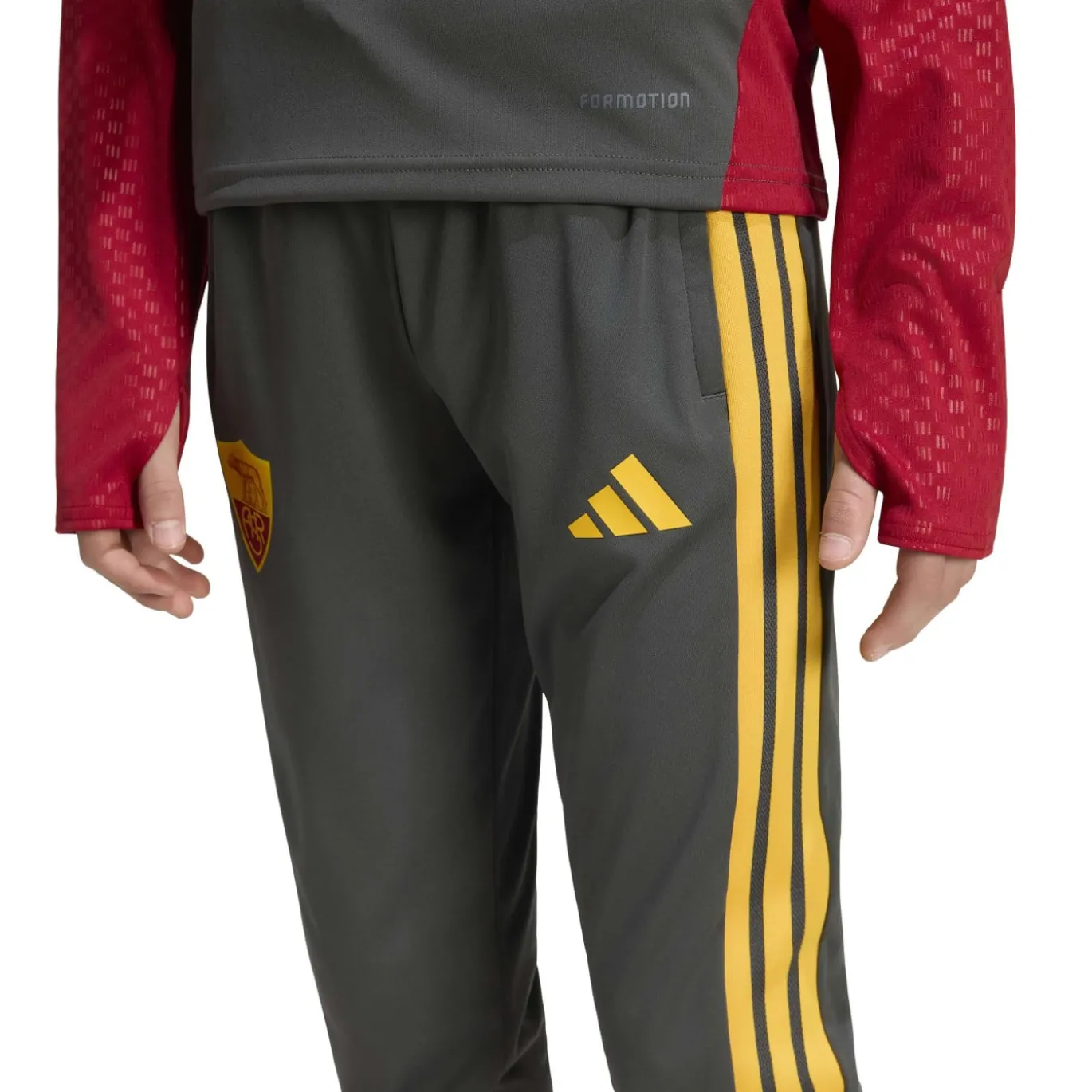 adidas AS Roma Trainingsbroek 2026-2027 Kids Donkergrijs Rood Oranje