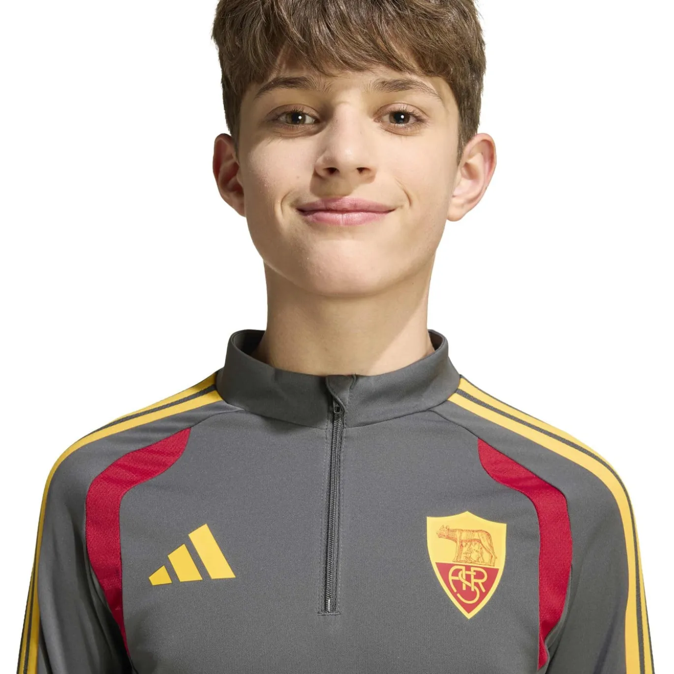 adidas AS Roma Trainingspak 1/4-Zip 2026-2027 Kids Donkergrijs Rood Oranje