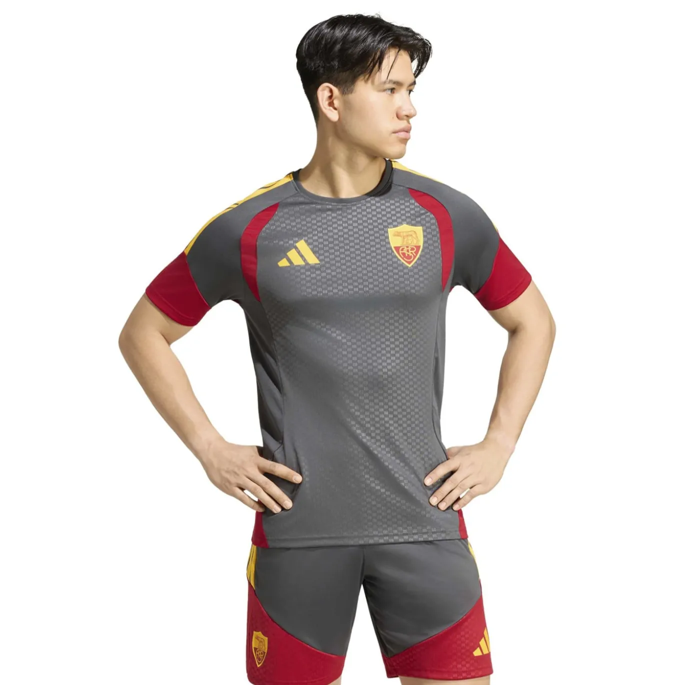 adidas AS Roma Trainingsset 2026-2027 Donkergrijs Rood Oranje