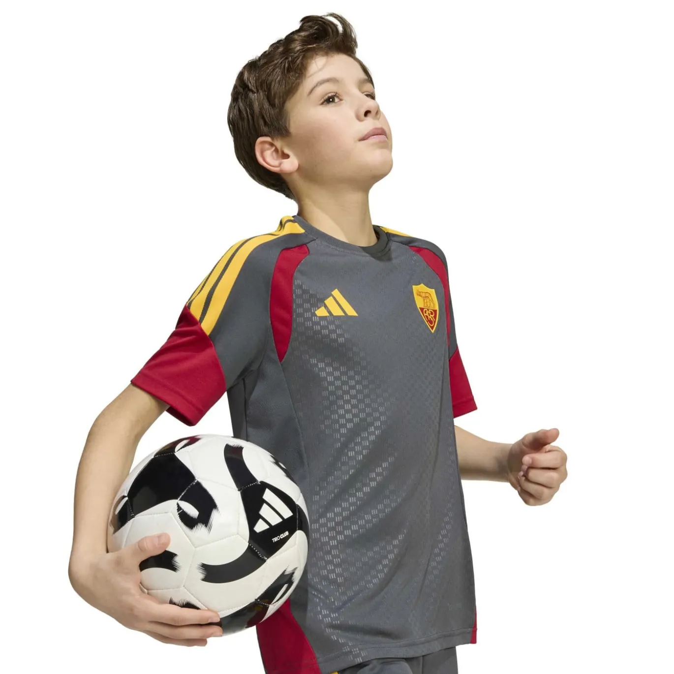 adidas AS Roma Trainingsshirt 2026-2027 Kids Donkergrijs Rood Oranje