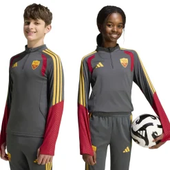 adidas AS Roma Trainingstrui 1/4-Zip 2026-2027 Kids Donkergrijs Rood Oranje