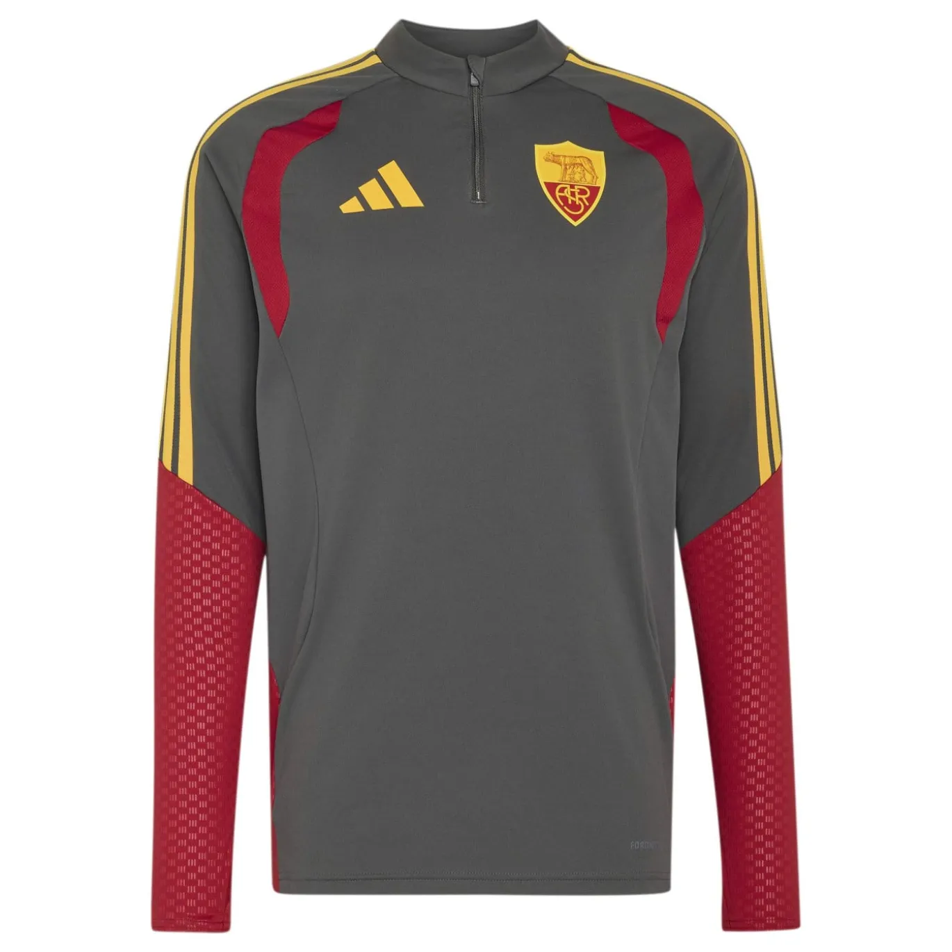adidas AS Roma Trainingstrui 1/4-Zip 2026-2027 Donkergrijs Rood Oranje