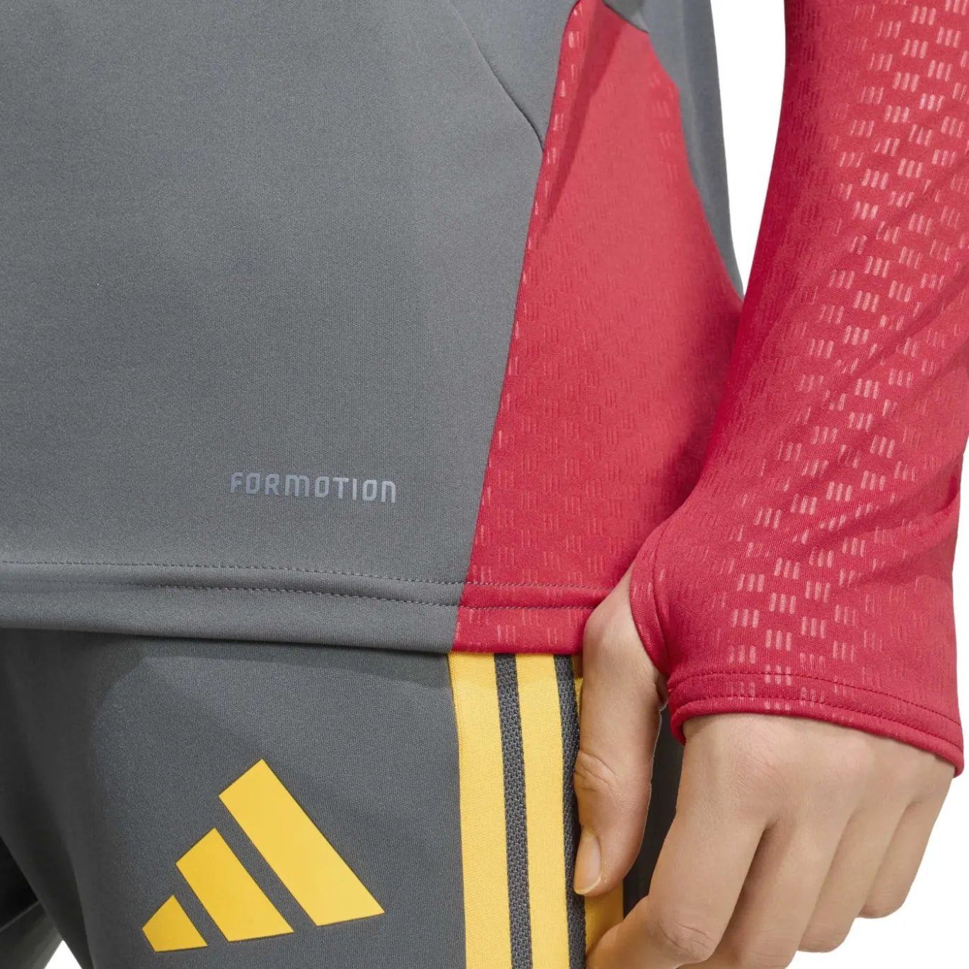 adidas AS Roma Trainingstrui 1/4-Zip 2026-2027 Donkergrijs Rood Oranje