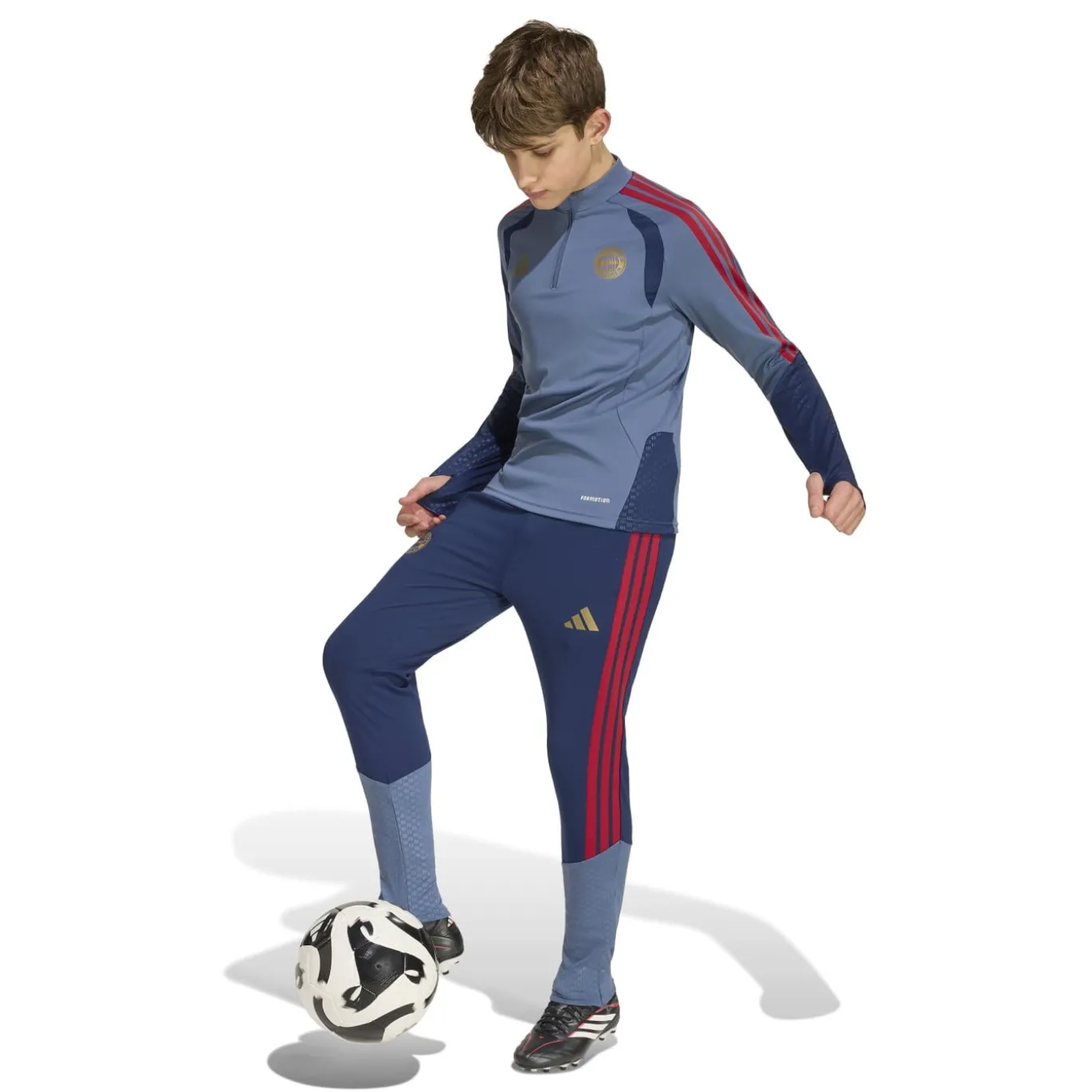 adidas Bayern München Trainingstrui 1/4-Zip 2026-2027 Kids Donkerblauw Rood Goud