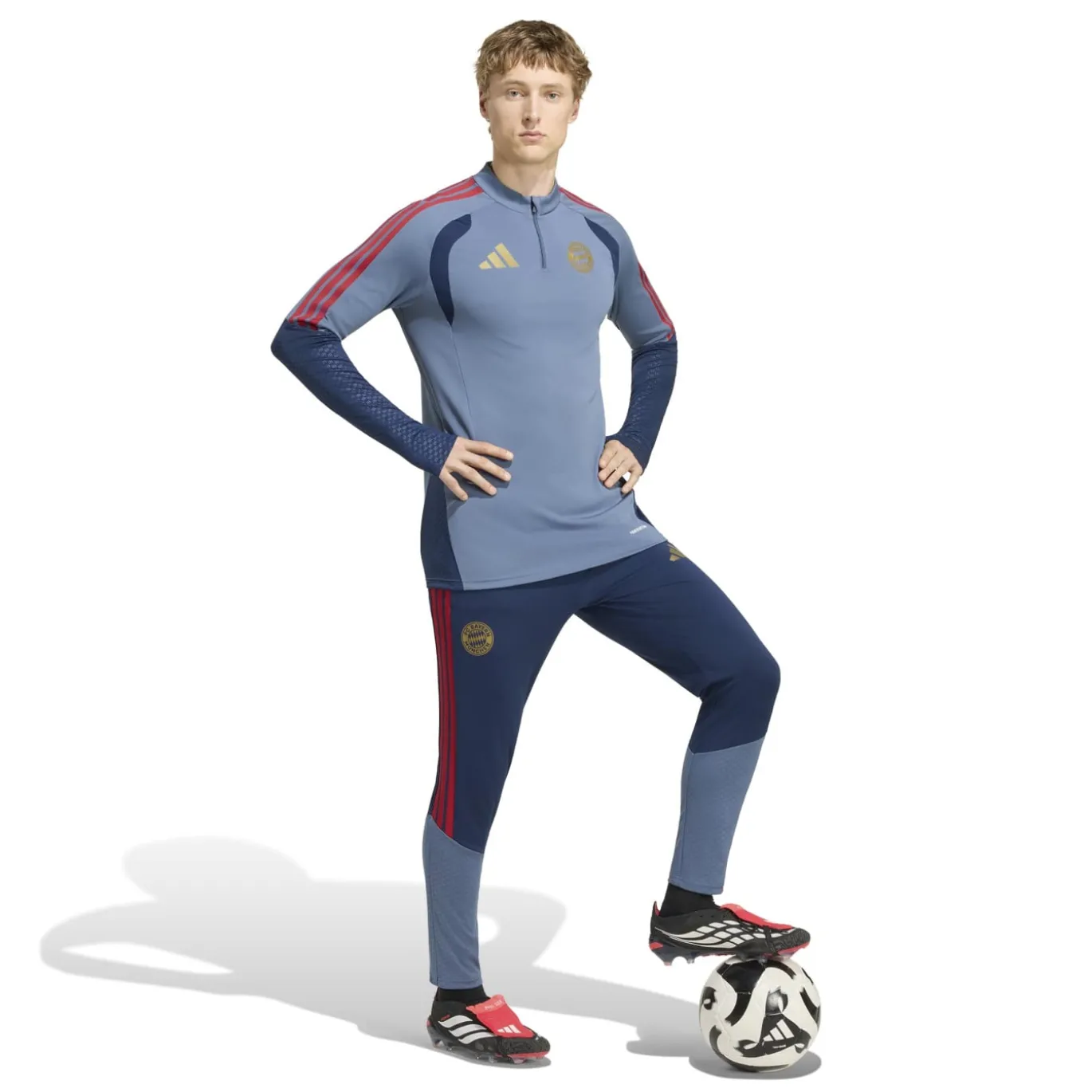 adidas Bayern München Trainingstrui 1/4-Zip 2026-2027 Donkerblauw Rood Goud