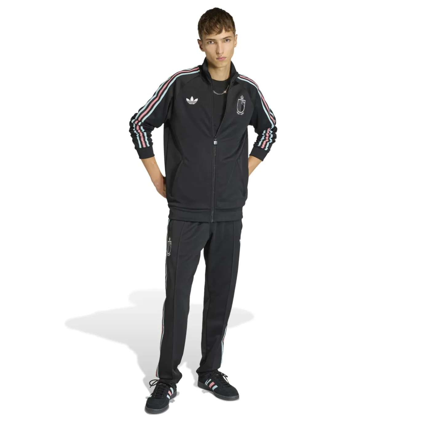 adidas België Originals Trainingsjack Zwart Lichtblauw Roze