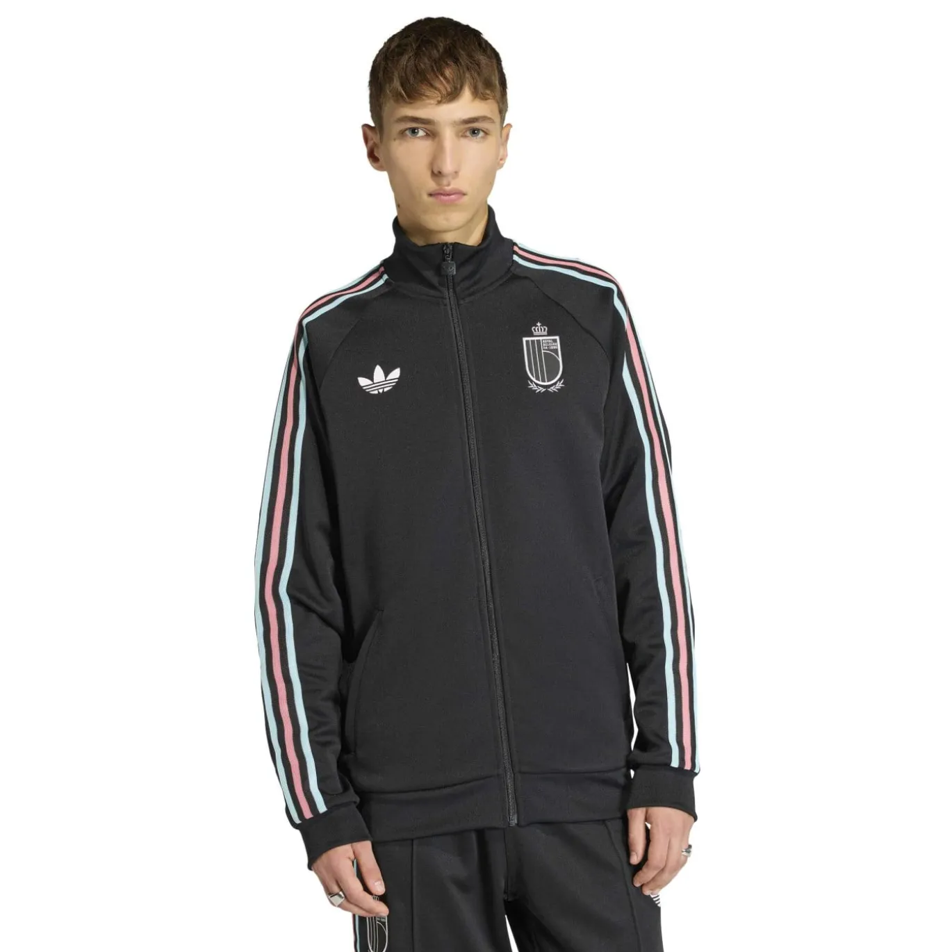 adidas België Originals Trainingsjack Zwart Lichtblauw Roze
