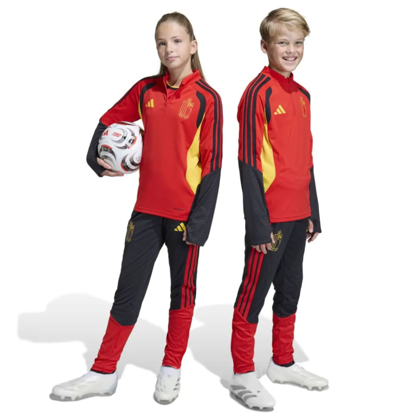 adidas België Trainingspak 1/4-Zip 2026-2028 Kids Rood Zwart Geel