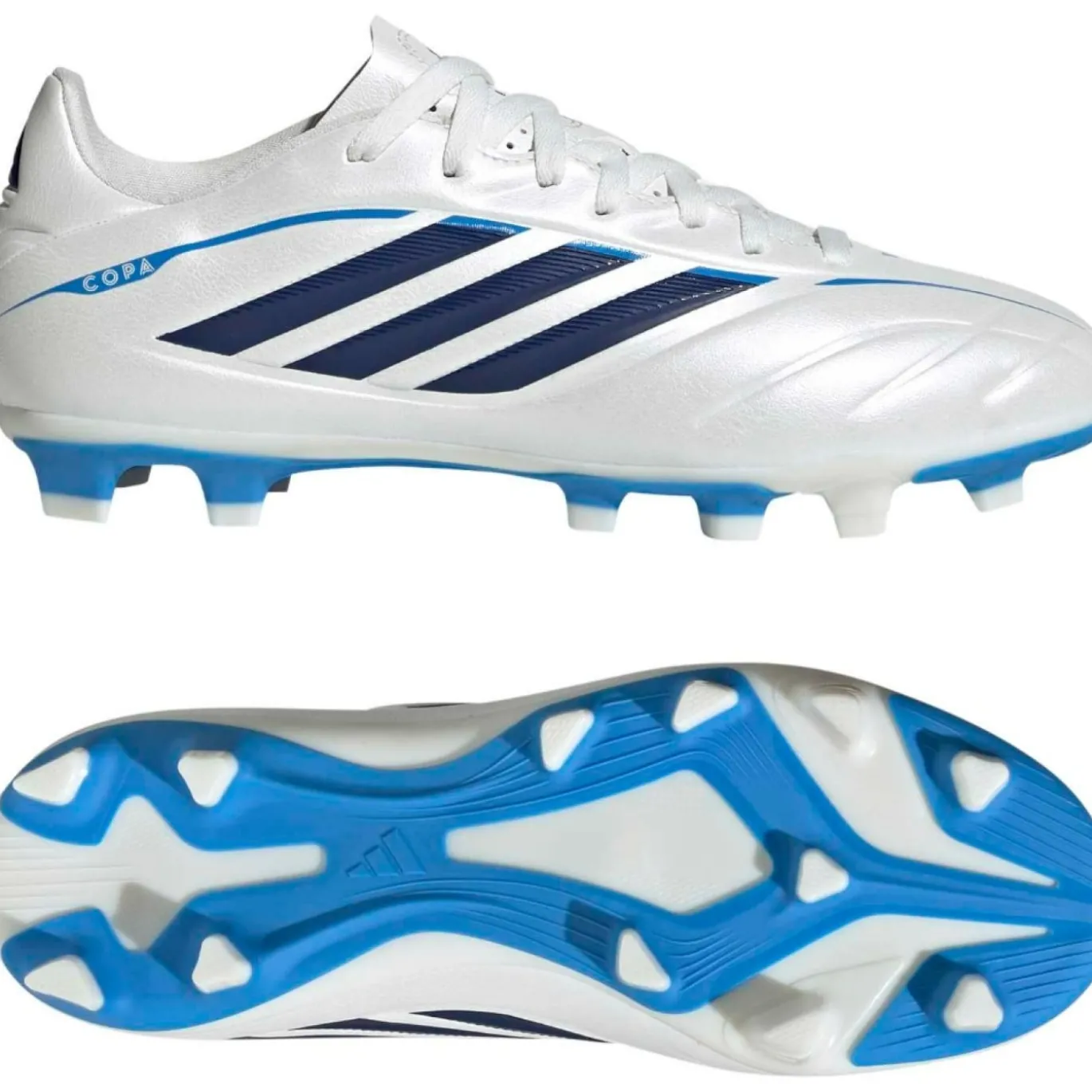 adidas Copa Pure IV Club Gras / Kunstgras Voetbalschoenen (MG) Kids Wit Blauw Donkerblauw