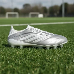 adidas Copa Pure IV Elite Gras Voetbalschoenen (FG) Zilver Wit Donkergrijs
