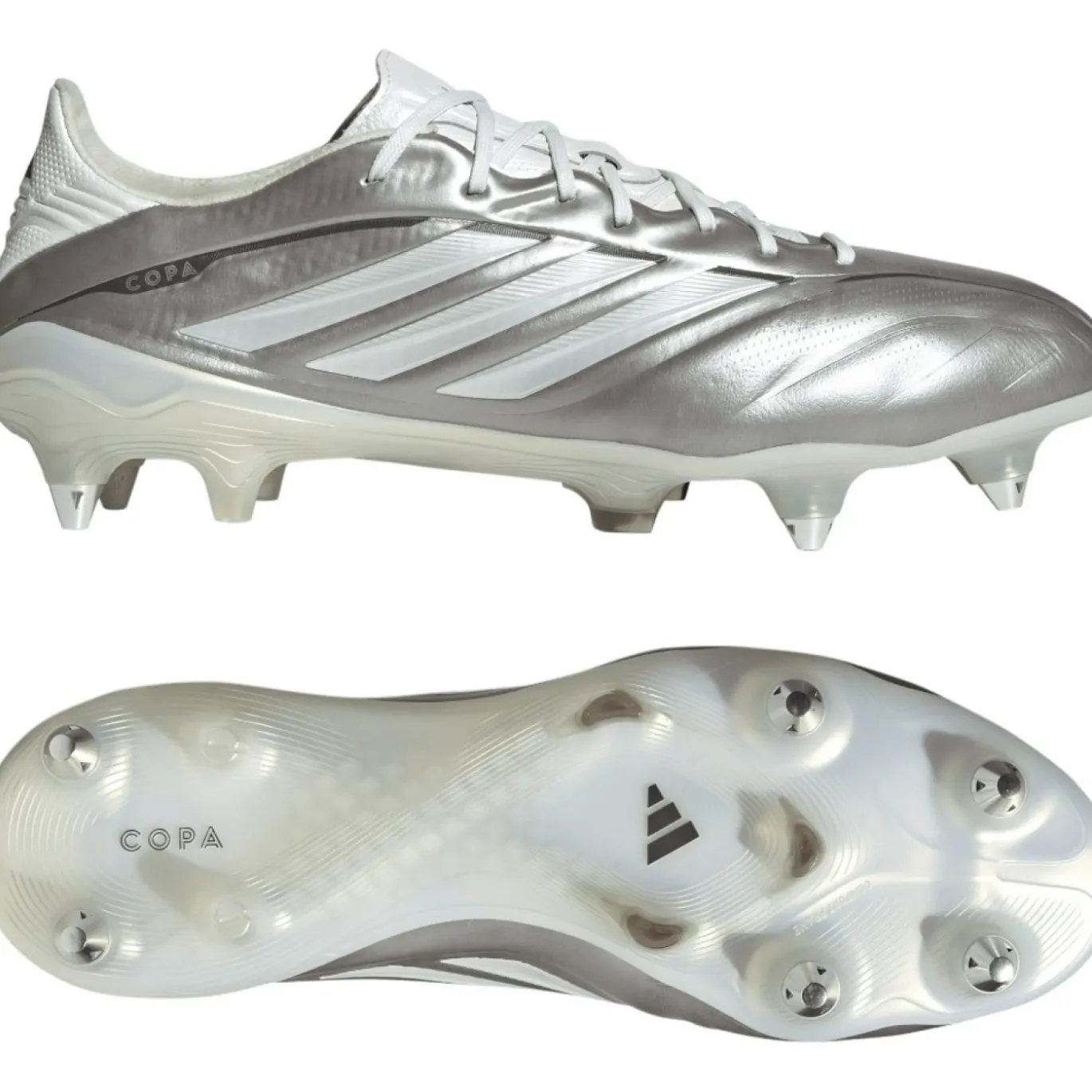 adidas Copa Pure IV Elite IJzeren-Nop Voetbalschoenen (SG) Zilver Wit Donkergrijs