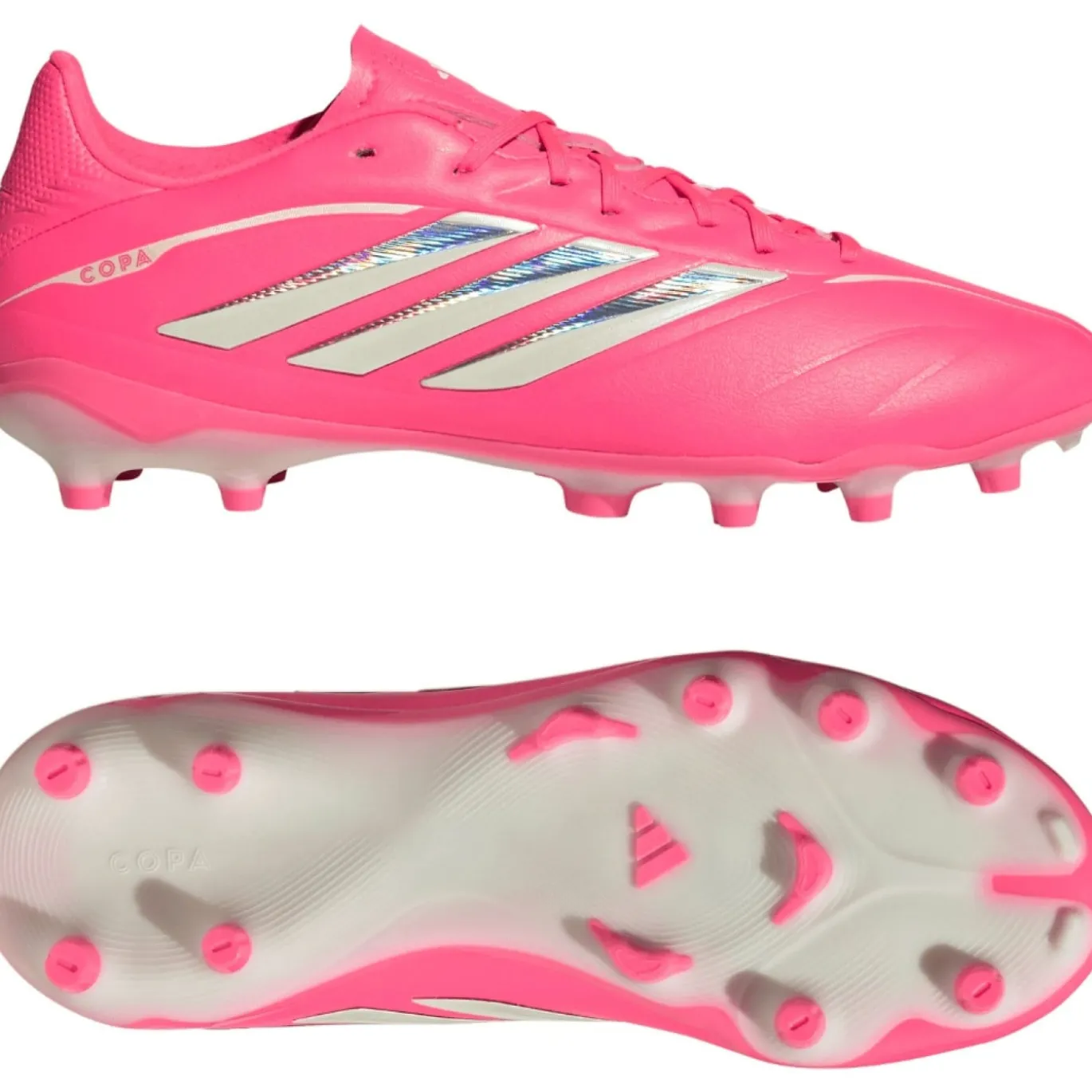 adidas Copa Pure IV League Gras Voetbalschoenen (FG) Kids Felroze Zilver Wit