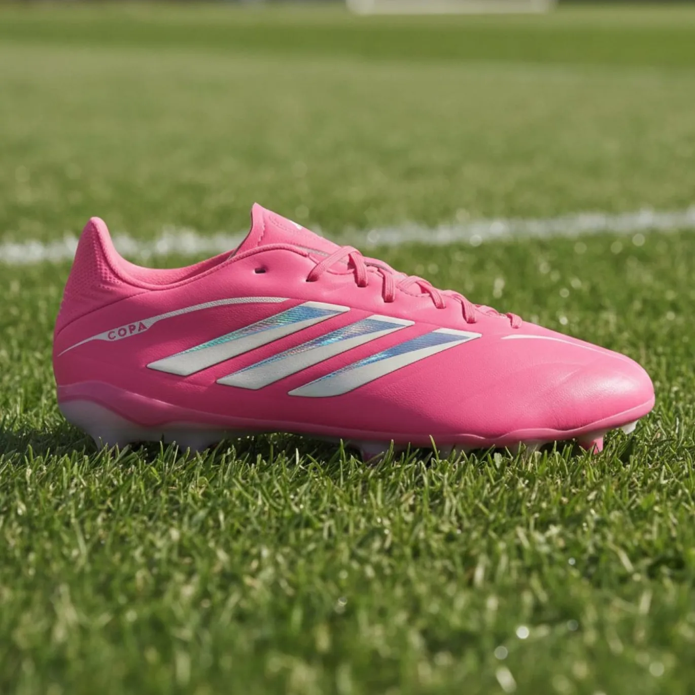 adidas Copa Pure IV League Gras Voetbalschoenen (FG) Kids Felroze Zilver Wit
