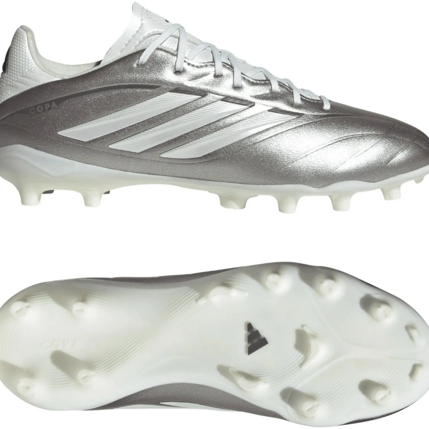 adidas Copa Pure IV League Gras Voetbalschoenen (FG) Kids Zilver Wit Donkergrijs