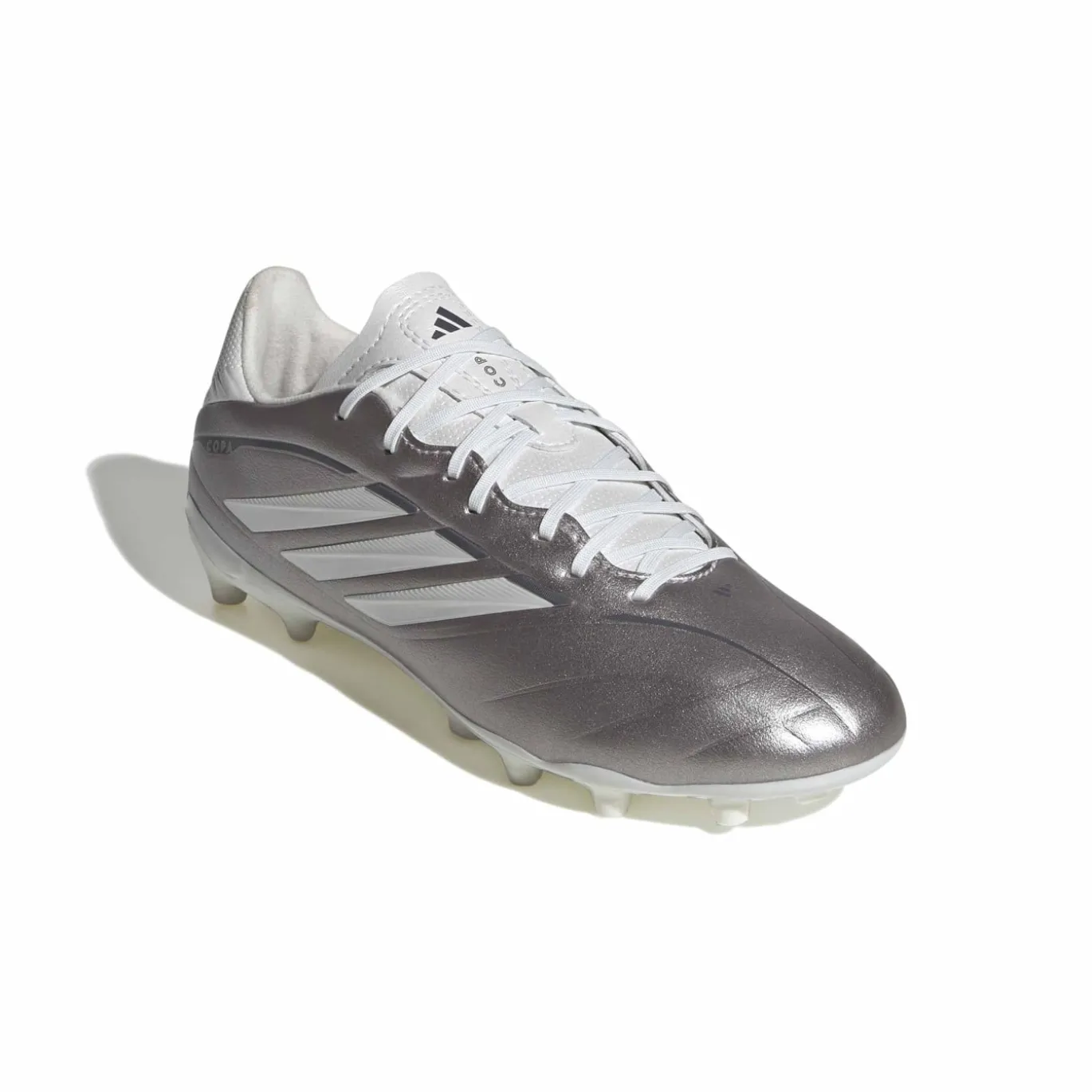 adidas Copa Pure IV League Gras Voetbalschoenen (FG) Kids Zilver Wit Donkergrijs