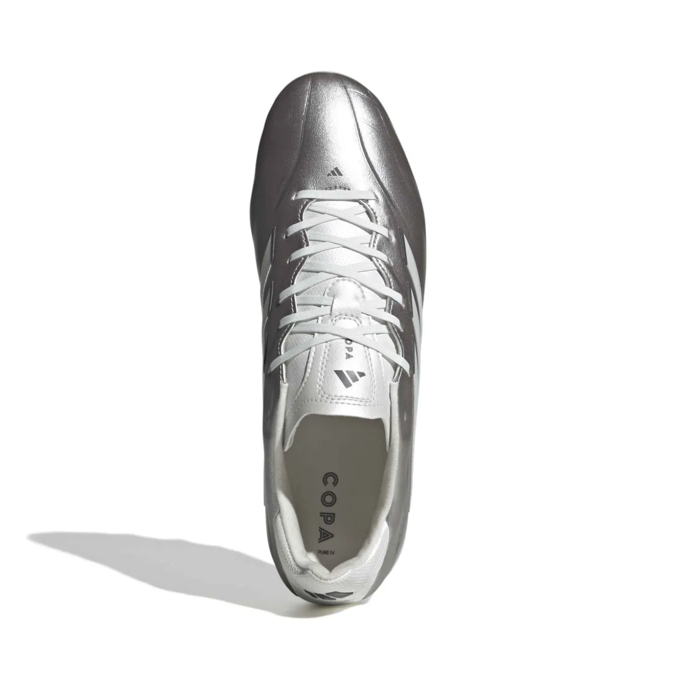 adidas Copa Pure IV League Gras Voetbalschoenen (FG) Zilver Wit Donkergrijs