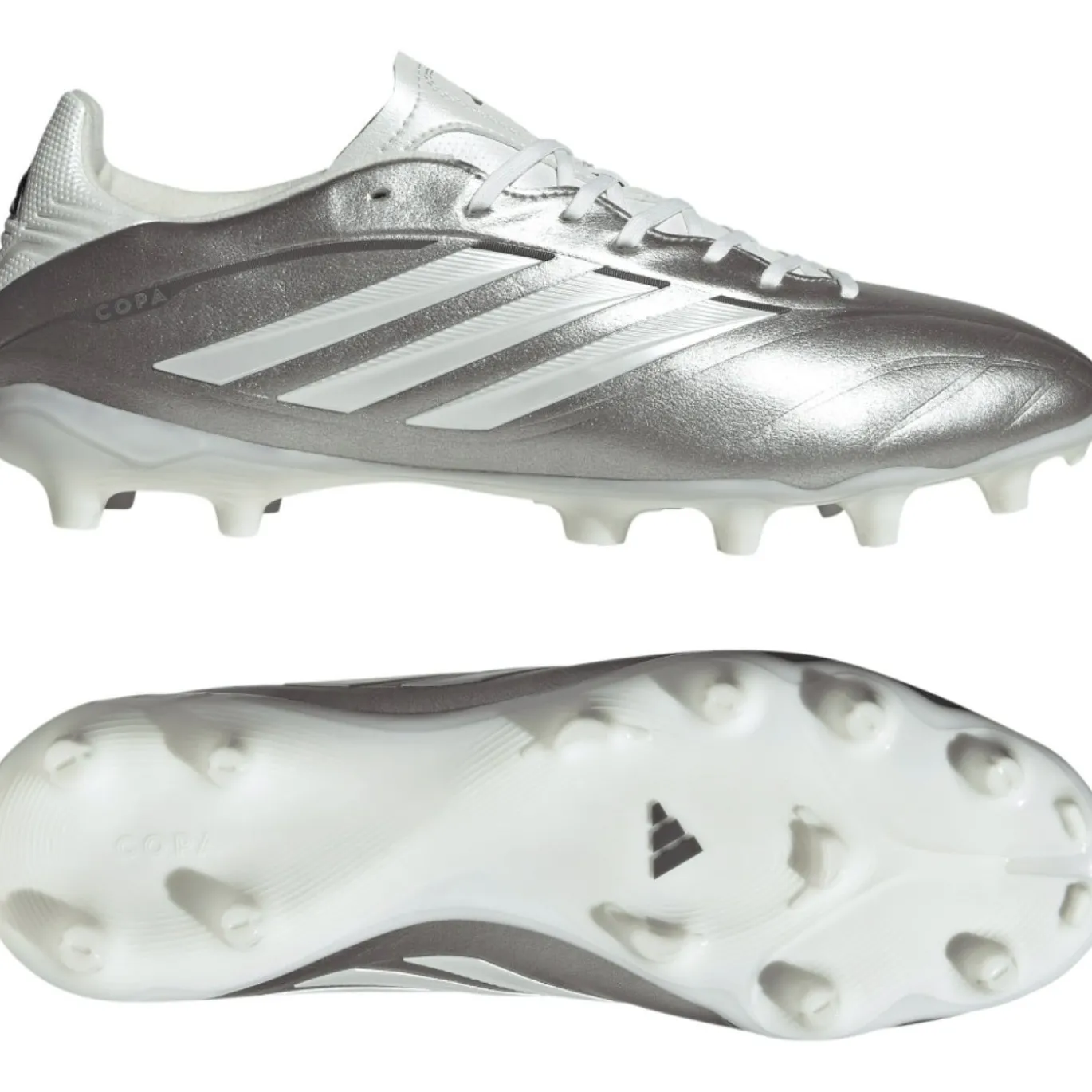 adidas Copa Pure IV League Gras Voetbalschoenen (FG) Zilver Wit Donkergrijs