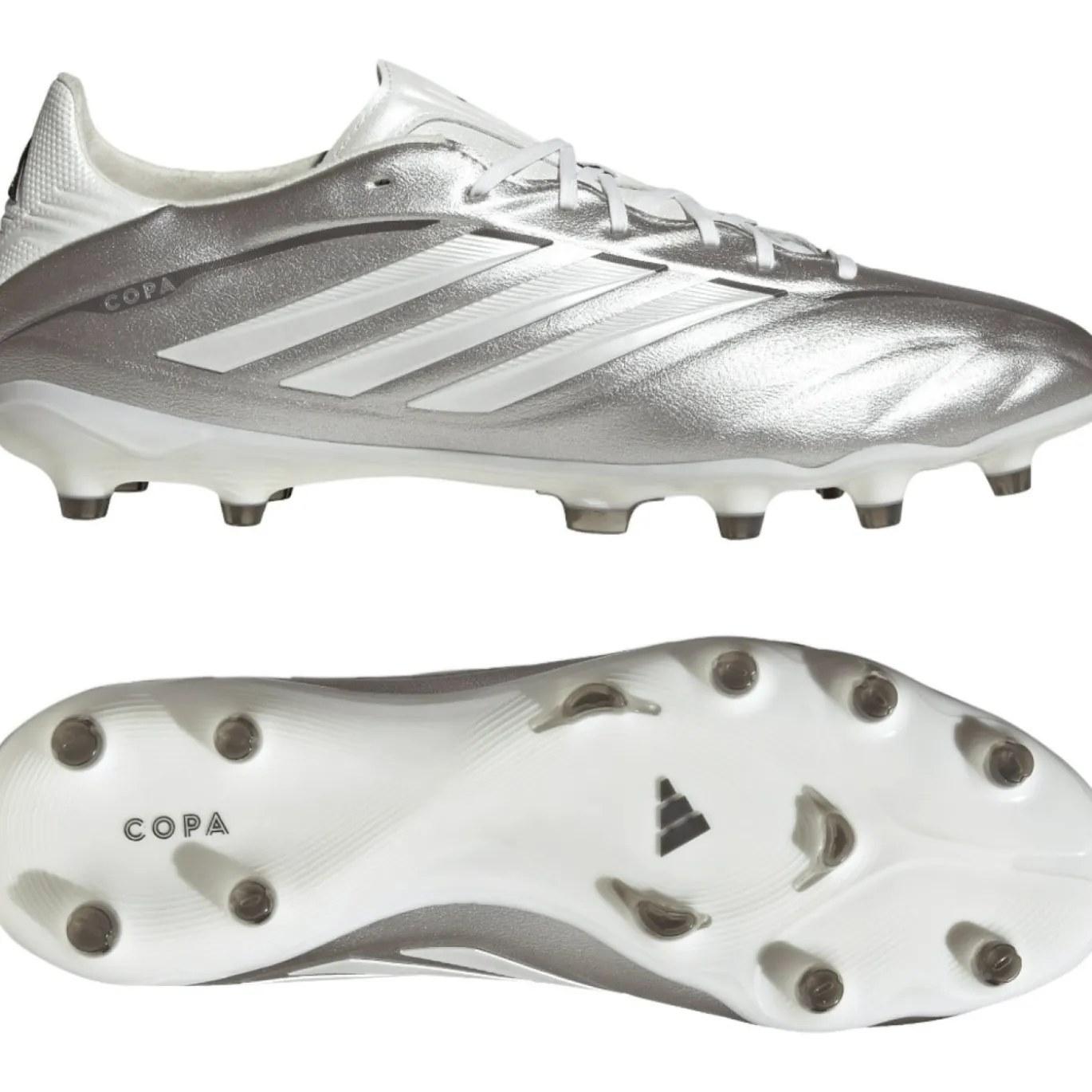 adidas Copa Pure IV Pro Gras Voetbalschoenen (FG) Zilver Wit Donkergrijs