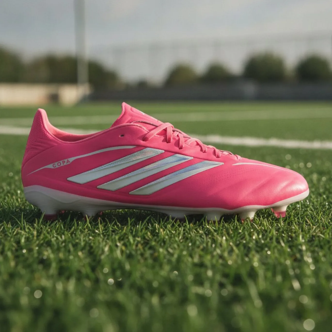 adidas Copa Pure IV Pro Gras Voetbalschoenen (FG) Felroze Zilver Wit