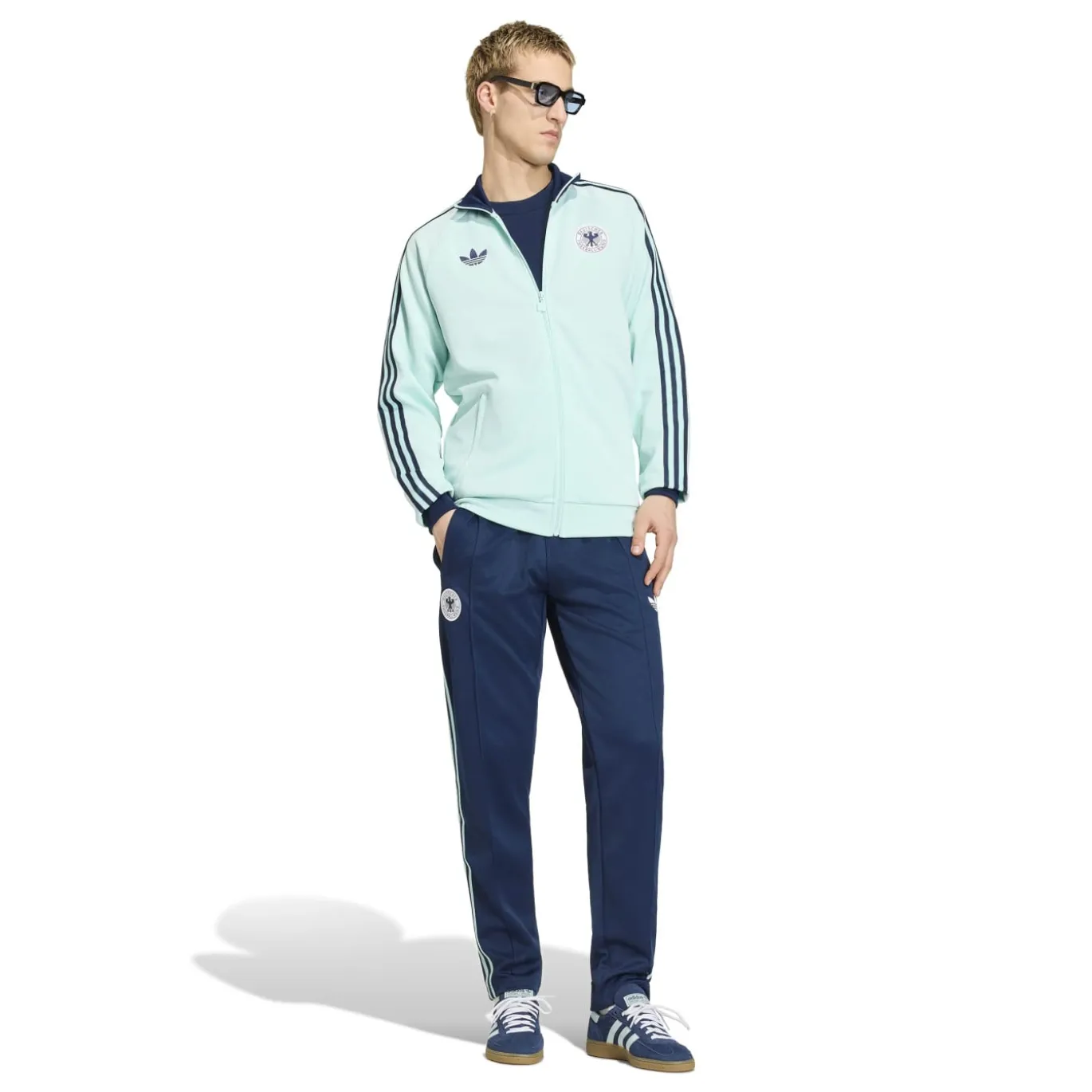 adidas Duitsland Originals Trainingsbroek Donkerblauw Lichtblauw Wit