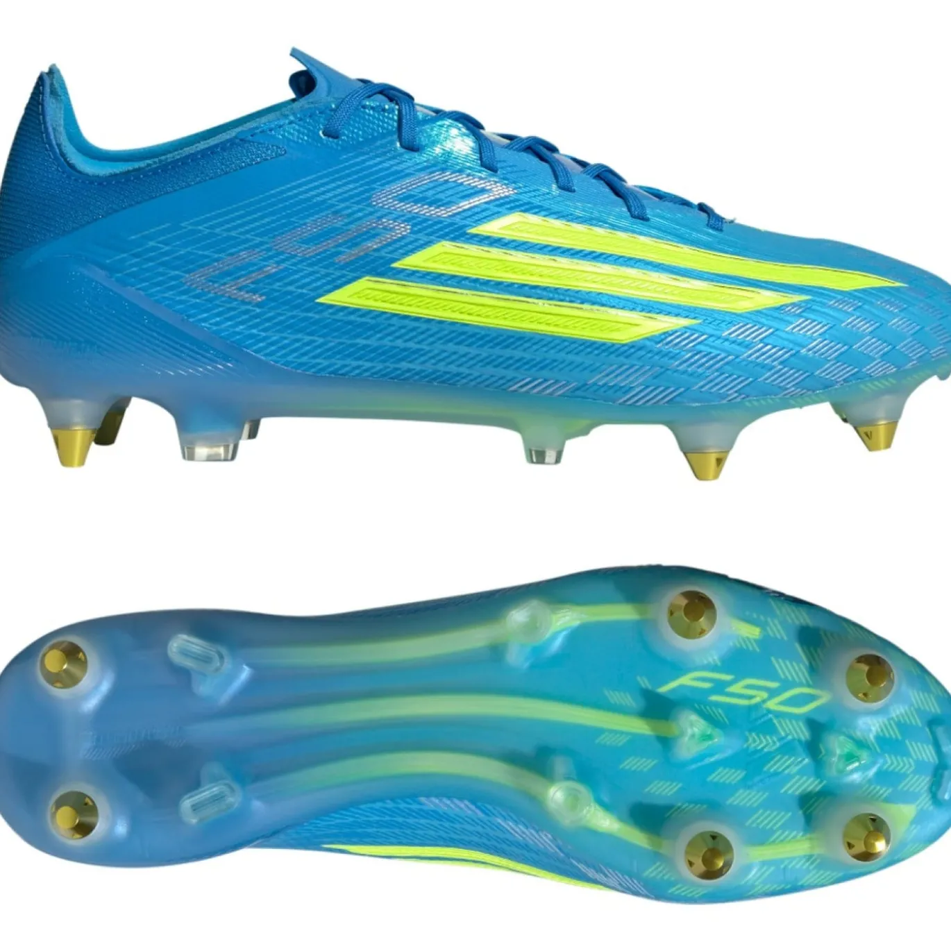 adidas F50 Elite IJzeren-Nop Voetbalschoenen (SG) Blauw Neongeel