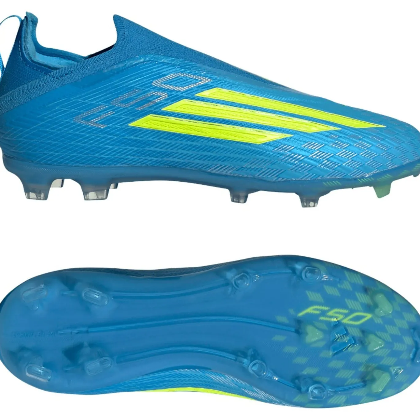 adidas F50 Elite Veterloze Gras Voetbalschoenen (FG) Kids Blauw Neongeel