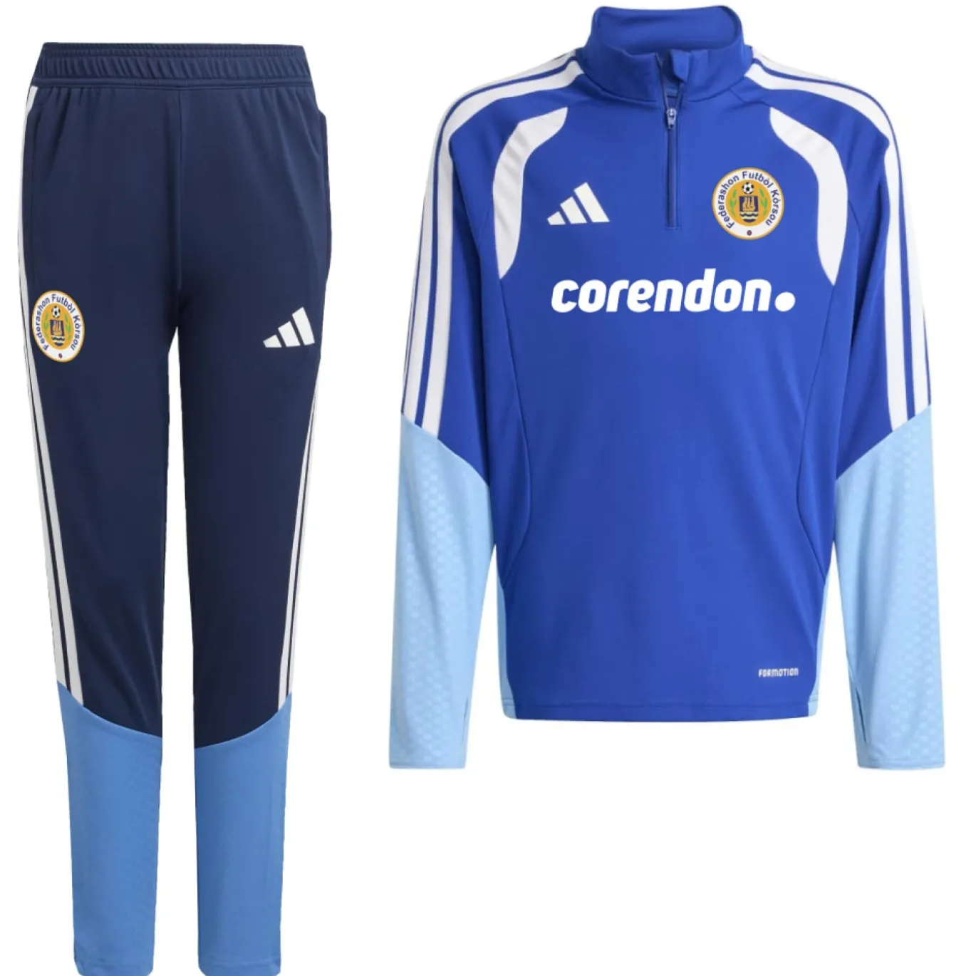 adidas FFK Curacao Trainingspak 1/4-Zip 2026-2028 Sponsors Blauw Kids