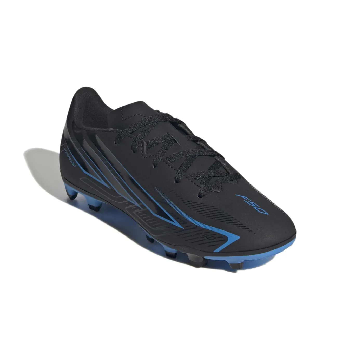adidas F50 Hyperfast Club Gras / Kunstgras Voetbalschoenen (MG) Kids Zwart Zwart Blauw