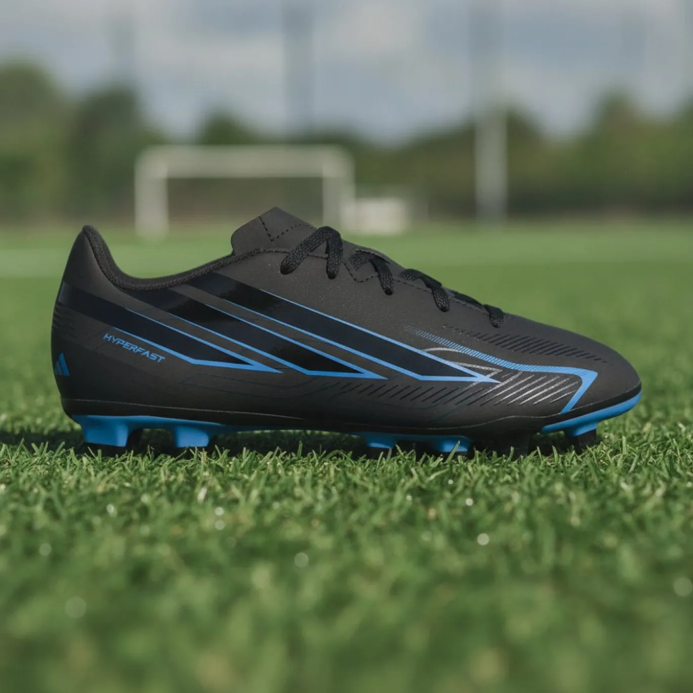 adidas F50 Hyperfast Club Gras / Kunstgras Voetbalschoenen (MG) Kids Zwart Zwart Blauw