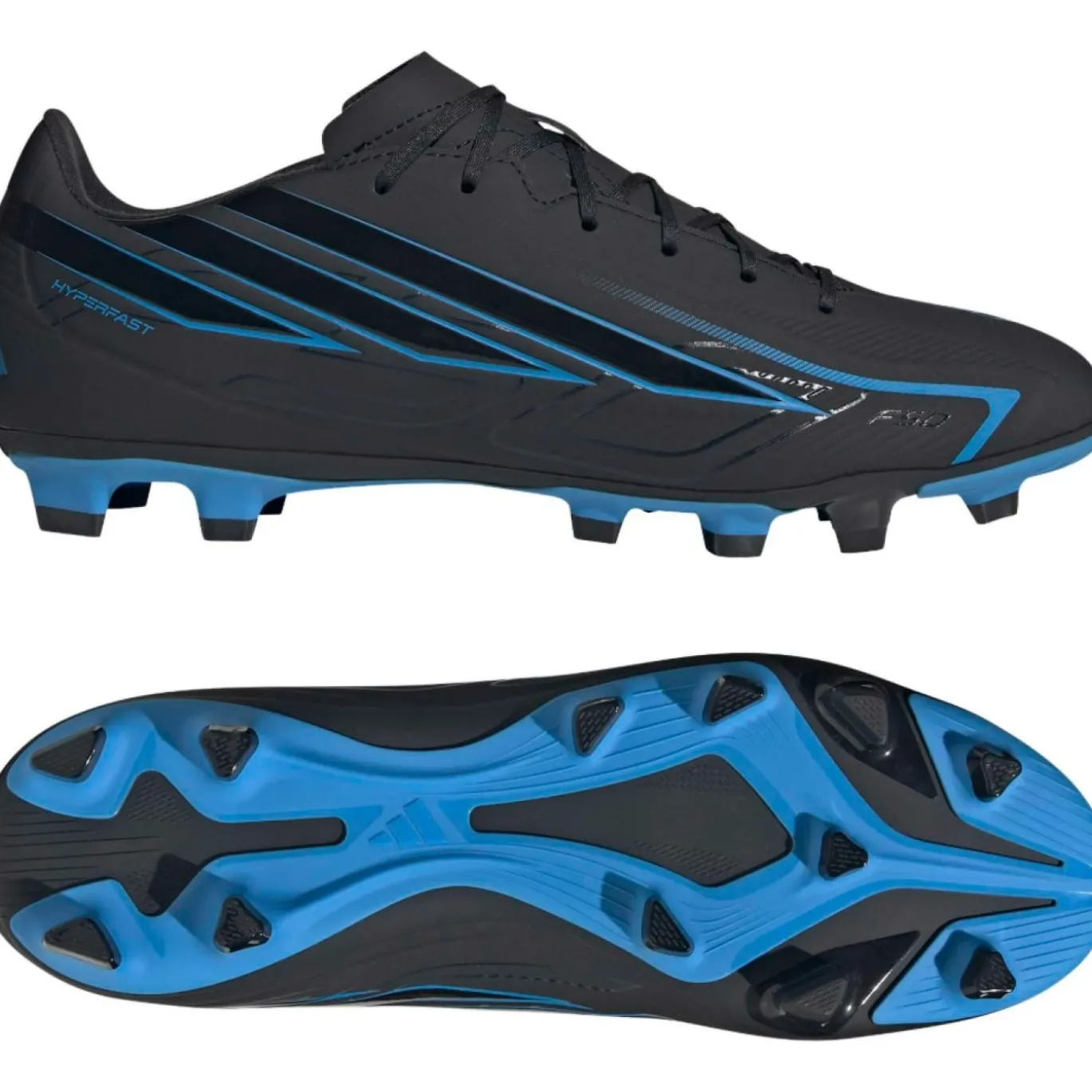 adidas F50 Hyperfast Club Gras / Kunstgras Voetbalschoenen (MG) Zwart Zwart Blauw