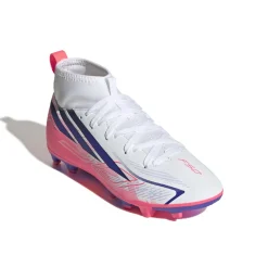adidas F50 Hyperfast Club Mid Gras / Kunstgras Voetbalschoenen (MG) Kids Wit Paars Roze