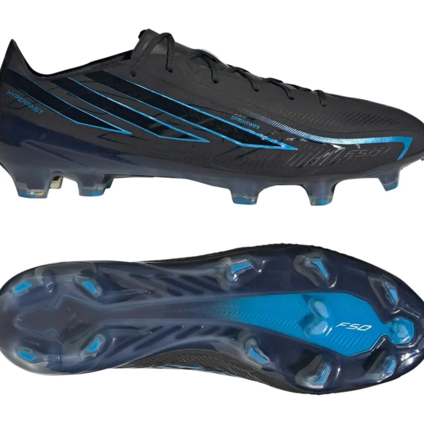 adidas F50 Hyperfast Elite Gras Voetbalschoenen (FG) Zwart Zwart Blauw