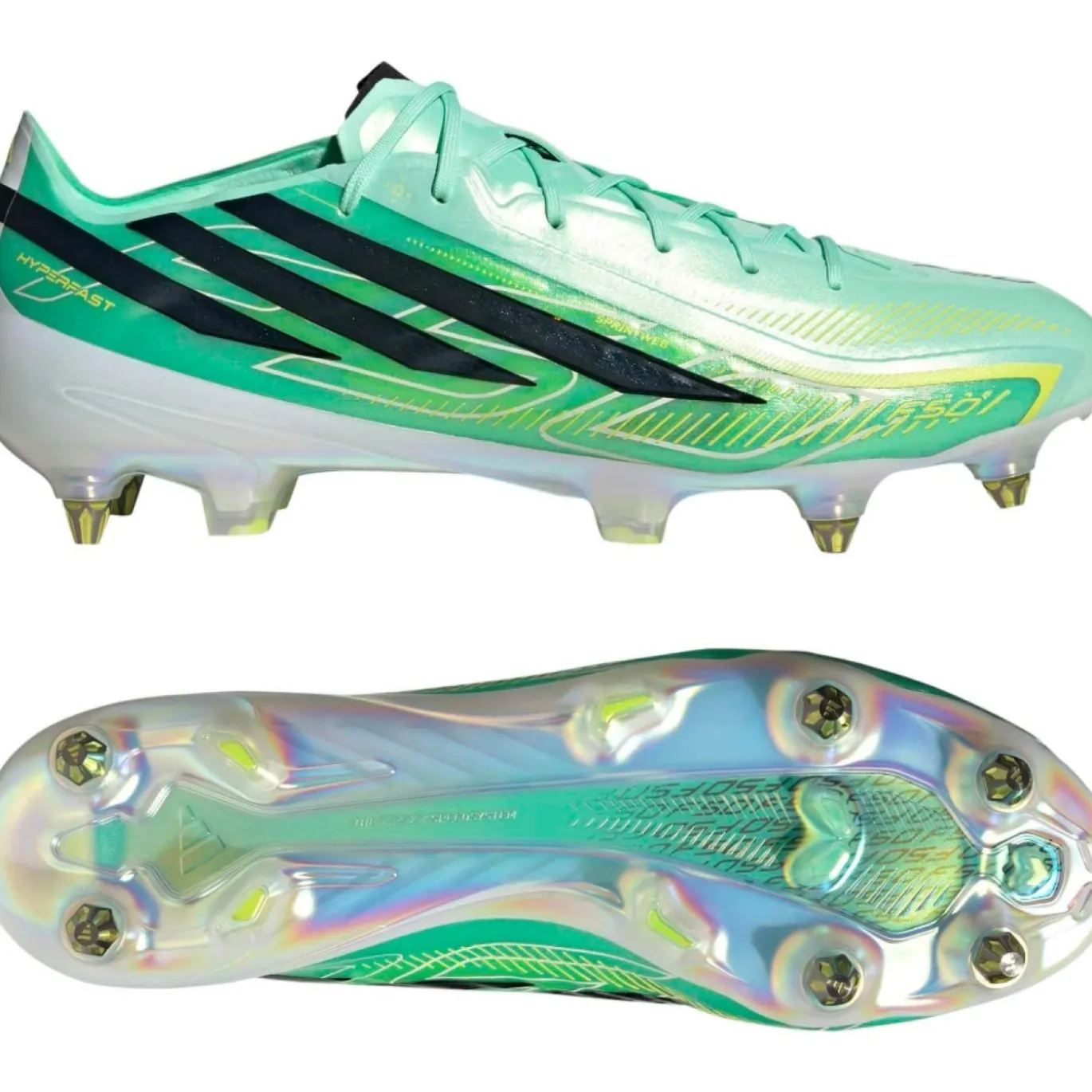 adidas F50 Hyperfast Elite IJzeren-Nop Voetbalschoenen (SG) Mintgroen Zwart Wit