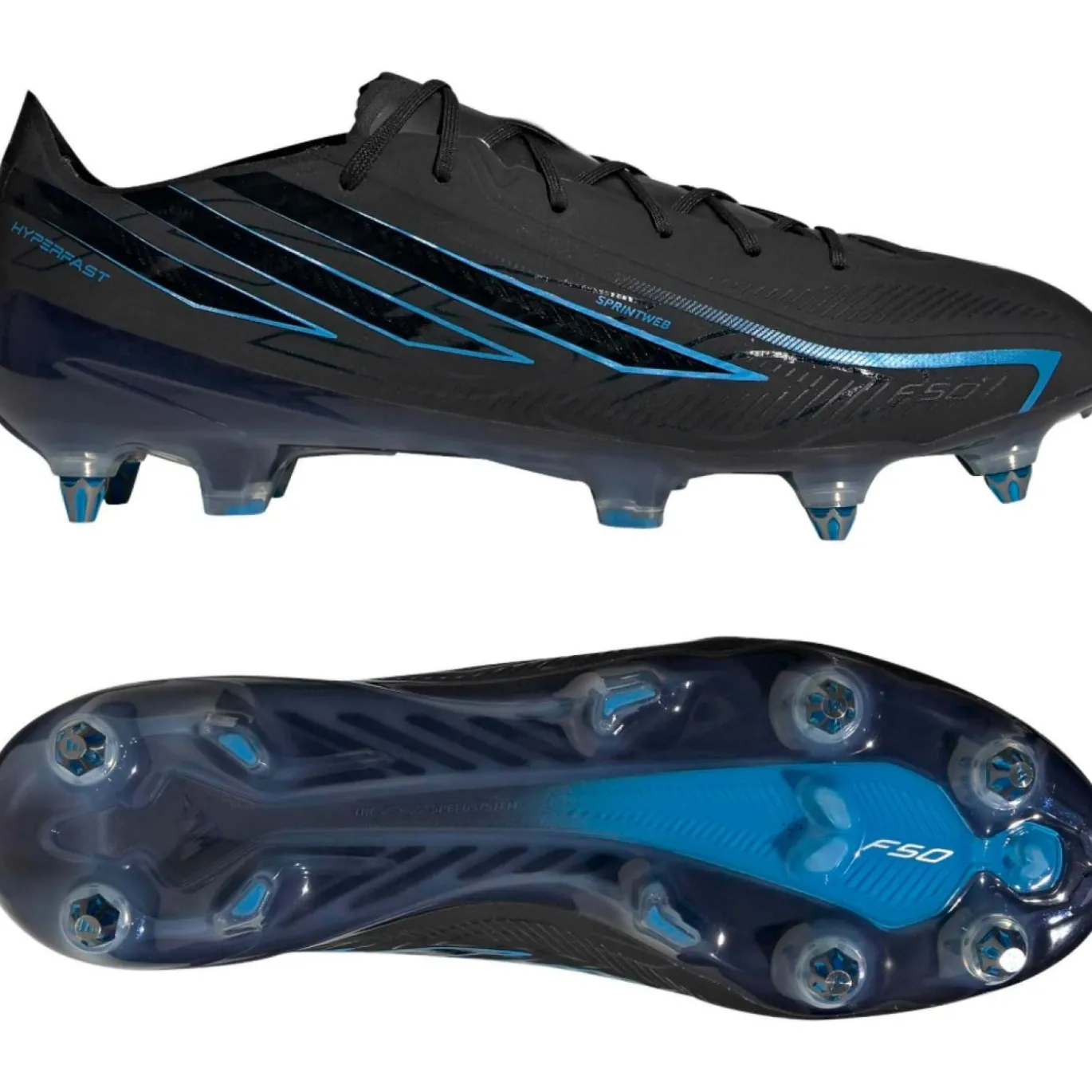 adidas F50 Hyperfast Elite IJzeren-Nop Voetbalschoenen (SG) Zwart Zwart Blauw