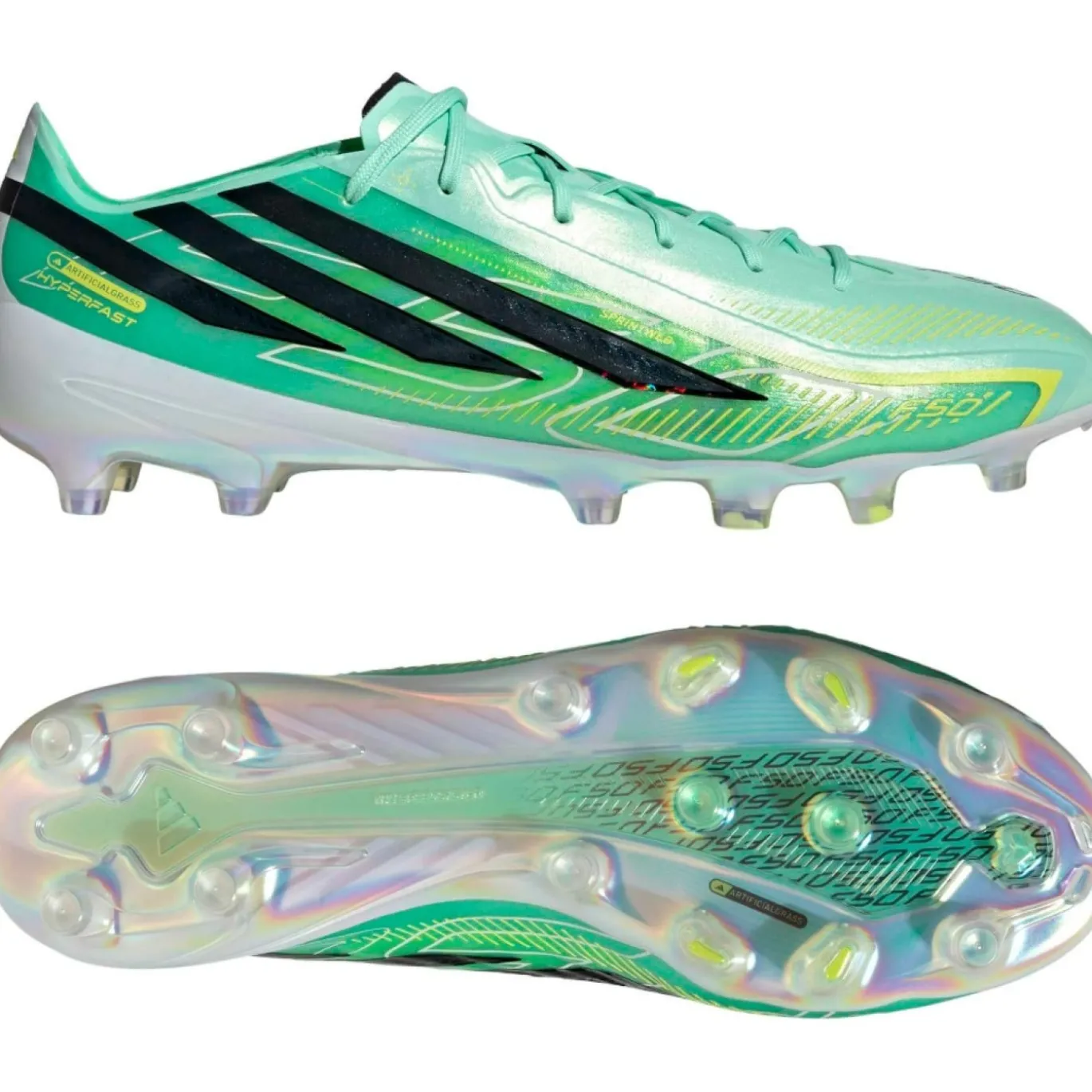 adidas F50 Hyperfast Elite Kunstgras Voetbalschoenen (AG) Mintgroen Zwart Wit