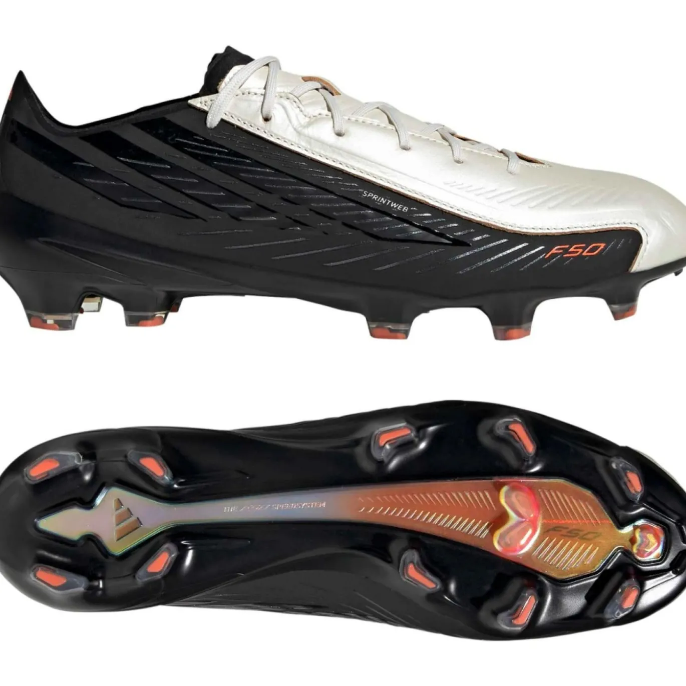 adidas F50 Hyperfast Elite L-Tech Gras Voetbalschoenen (FG) Zwart Wit Oranje