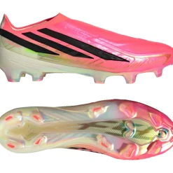 adidas F50 Hyperfast Elite Veterloze Gras Voetbalschoenen (FG) Felroze Zwart Goud Wit