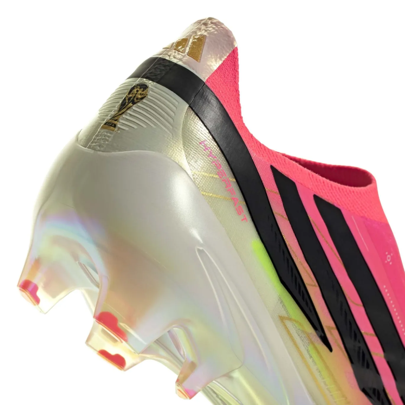 adidas F50 Hyperfast Elite Veterloze Gras Voetbalschoenen (FG) Felroze Zwart Goud Wit