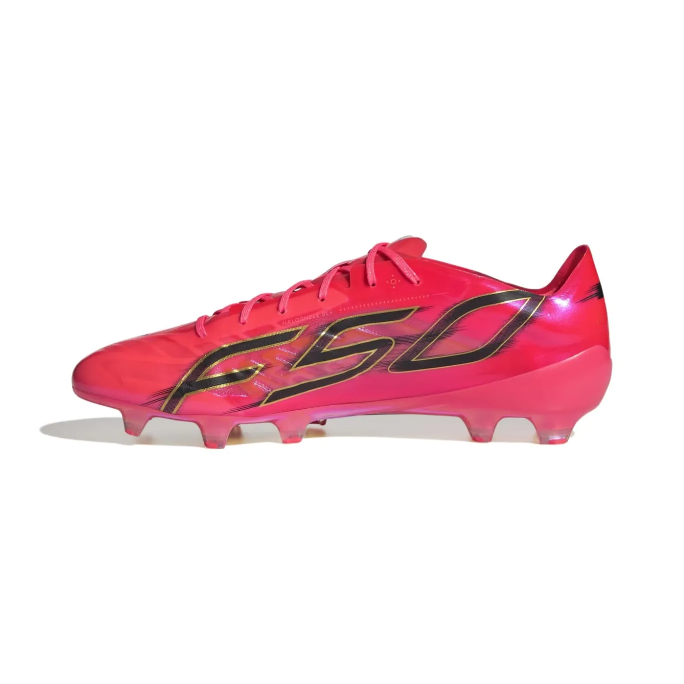 adidas F50 Hyperfast EVO Gras Voetbalschoenen (FG) Felroze Zwart Goud Wit