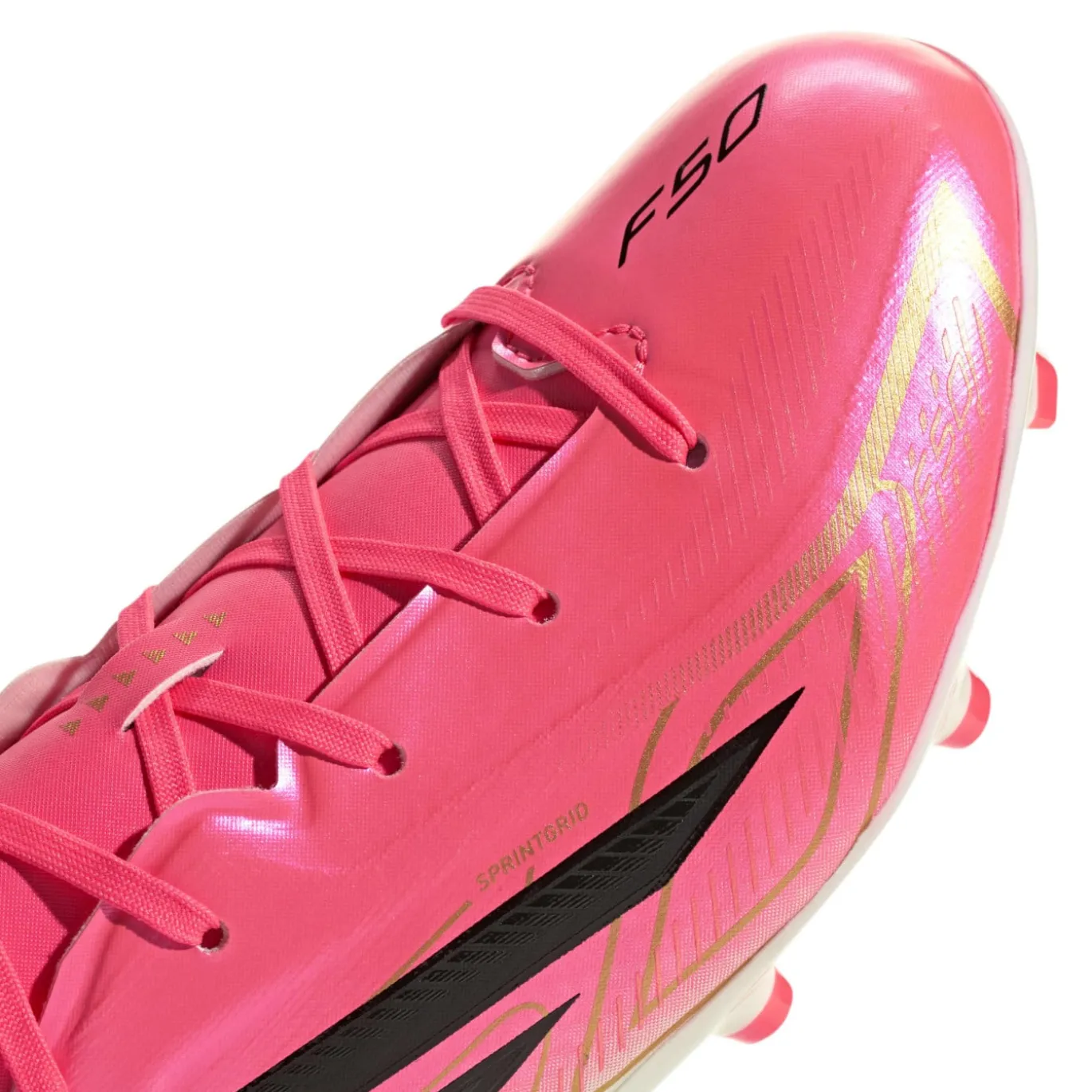 adidas F50 Hyperfast League Gras Voetbalschoenen (FG) Kids Felroze Zwart Goud Wit